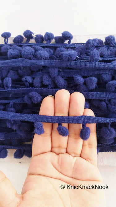 Blue Pom Pom Fringe Trim, Pompom Trimming, Tassels